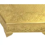 Benzara 16 in. Hexagonal Gold Metal Wedding Cake Stand with Embossed Art Detail thumbnail 3