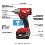 Milwaukee M18 FUEL ONE-KEY 1/2 in. Compact Impact Wrench Kit w/ (2) 5.0 Ah Batteries & Charger thumbnail 4