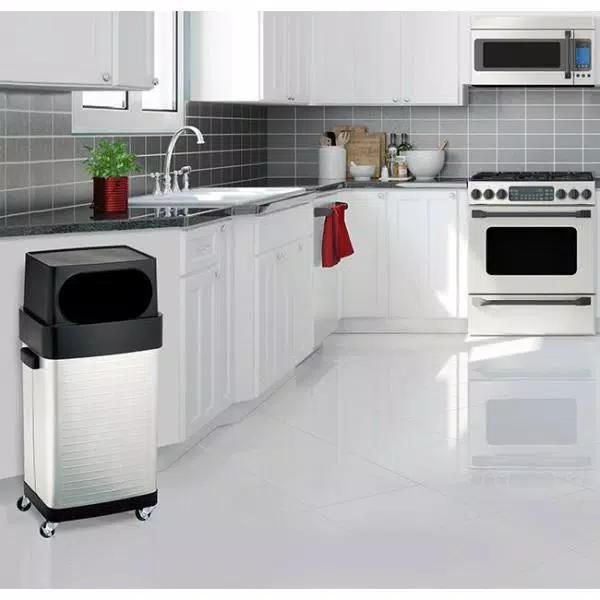 Seville Classics 17-Gallon UltraHD Commercial Stainless Steel Trash Bin with Wheels