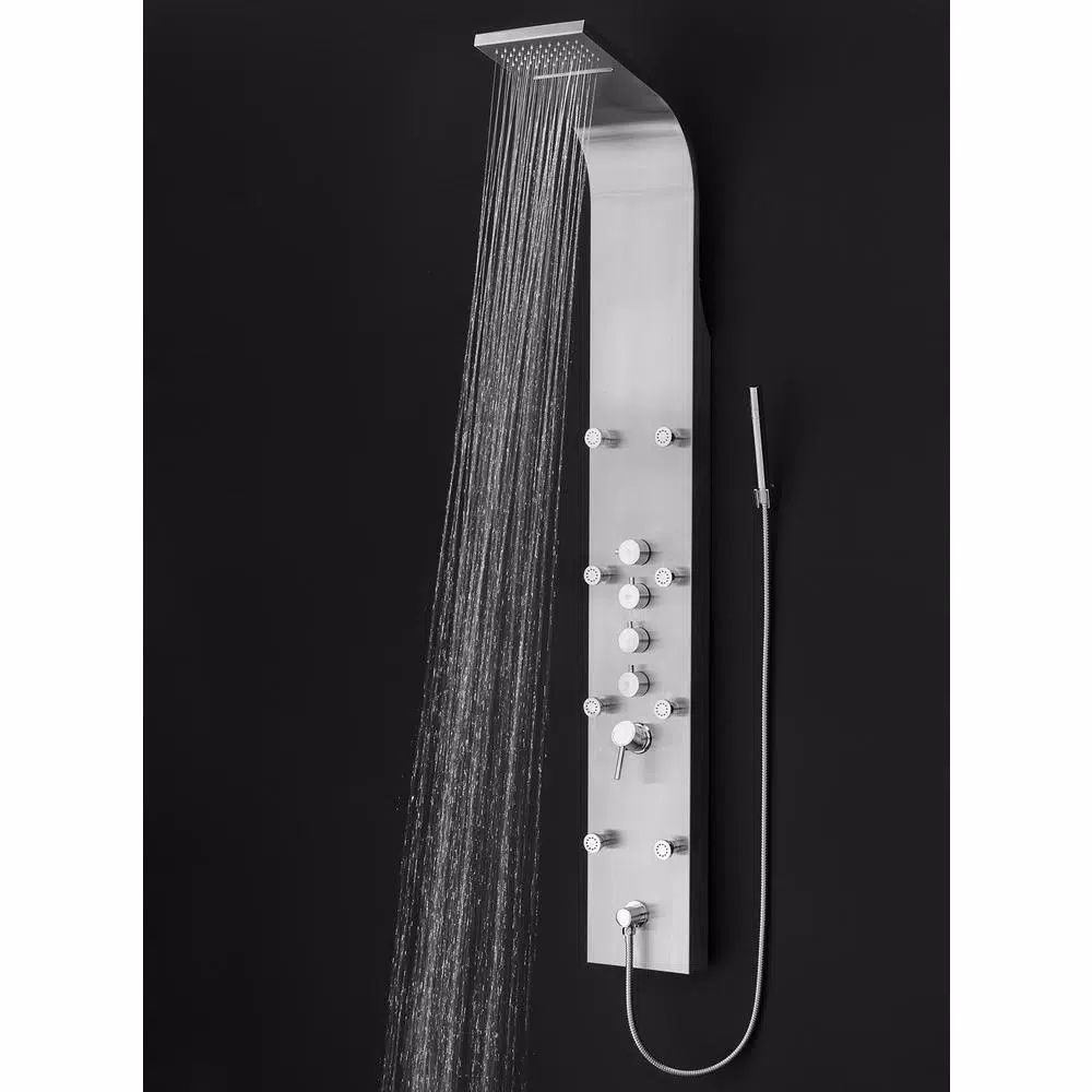 AKDY 65 in. Stainless Steel 8-Jet Rainfall Waterfall Shower Panel System with Handheld Wand