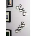 Stonebriar Collection Stonebriar Black Metal Ivy Swirl Candle Wall Sconce Set of 2 thumbnail 5