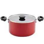 Farberware Neat Nest 6-Quart Aluminum Nonstick Saucepot with Glass Lid, Red thumbnail 1