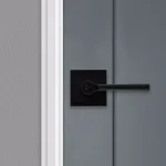 Kwikset Lisbon Signature Series Square Exterior Entry Door Lever, Iron Black, SmartKey Security thumbnail 3