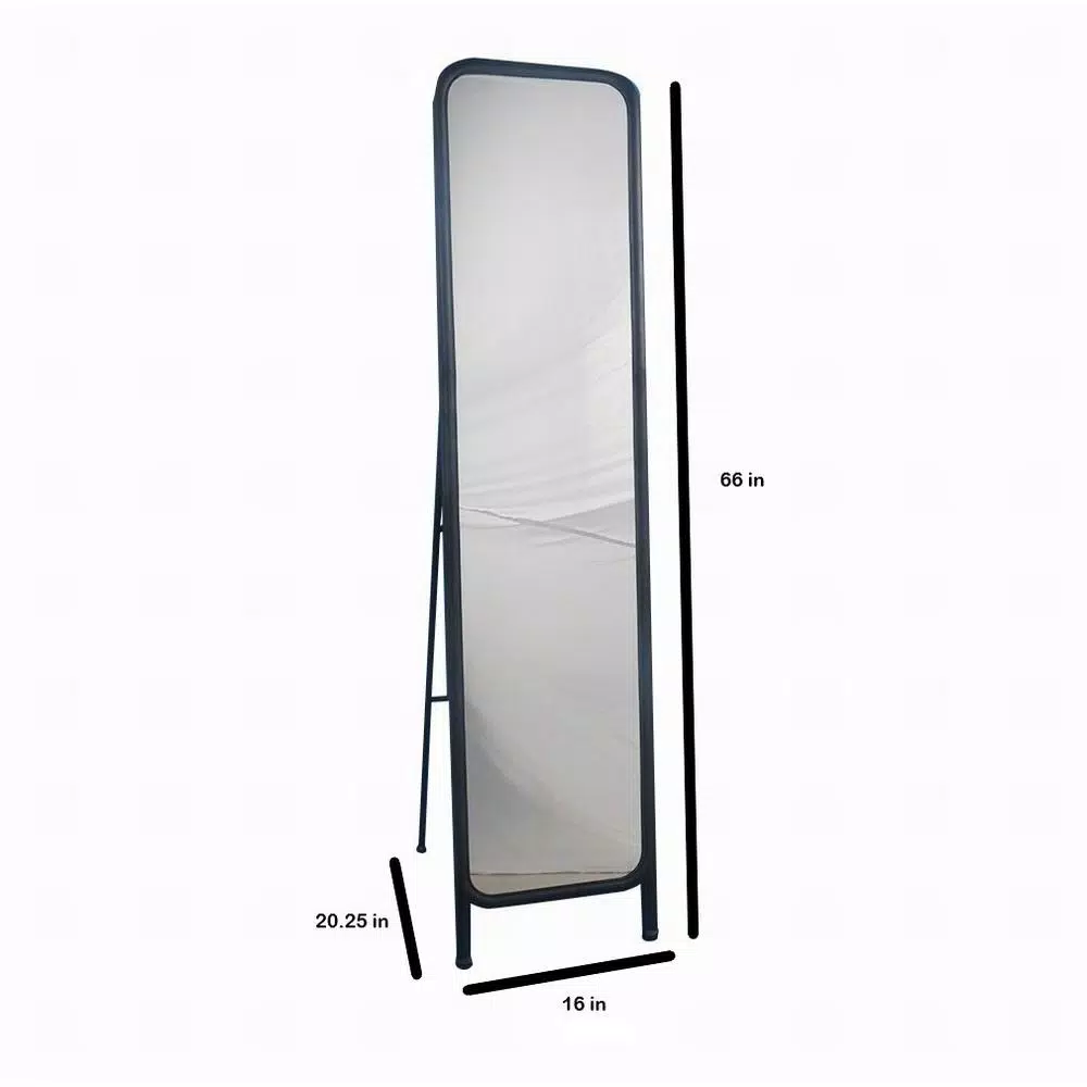 StyleWell Antique Black Standing Mirror with Metal Frame, 16 in. W x 66 in. H.