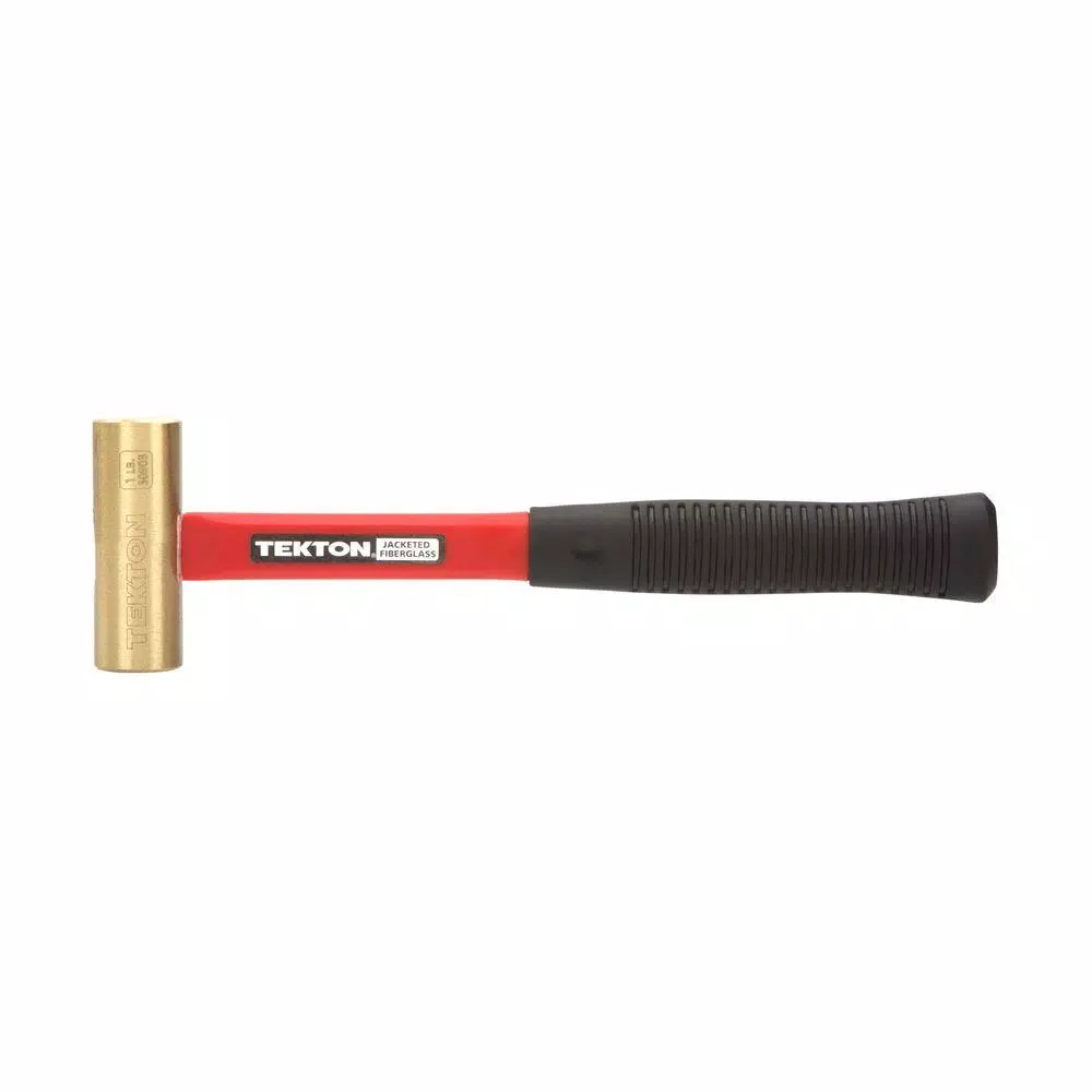 TEKTON 16 oz. Jacketed Fiberglass Brass Hammer, Non-Sparking Mallet