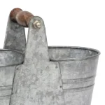 Stonebriar Collection Stonebriar 9 in. Antique Galvanized Double Bucket with Wood Handle thumbnail 3