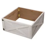 Unbranded 26 in. Washed White Wooden Tree Collar - Handcrafted Solid Wood Tree Box thumbnail 1