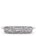 Golden Rabbit Grey Swirl 4.5 qt. Porcelain Enamelware Baking Pan thumbnail 1