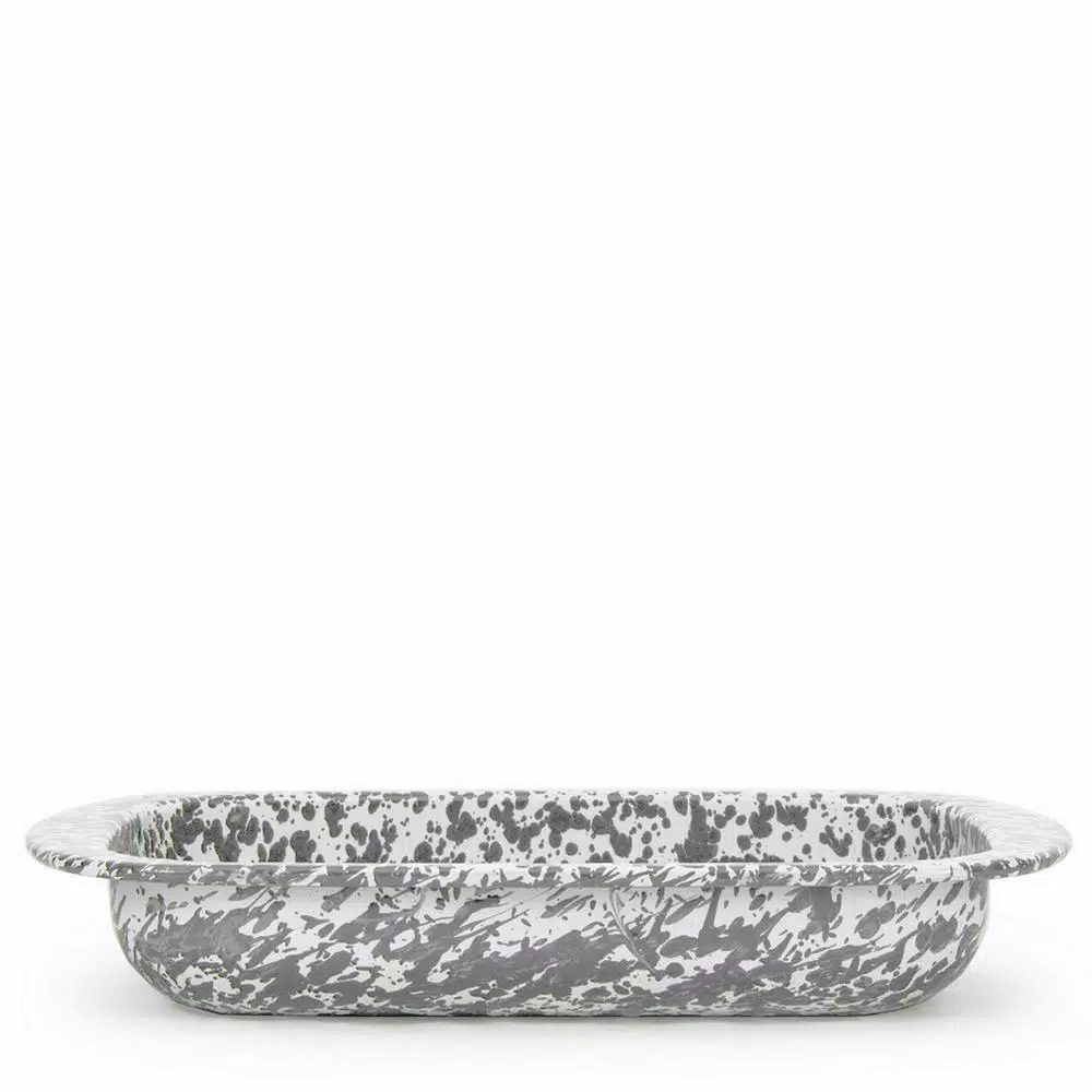 Golden Rabbit Grey Swirl 4.5 qt. Porcelain Enamelware Baking Pan