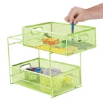 MIND READER 2-Tier Metal Mesh Utensil Caddy & Organizer, Green thumbnail 2