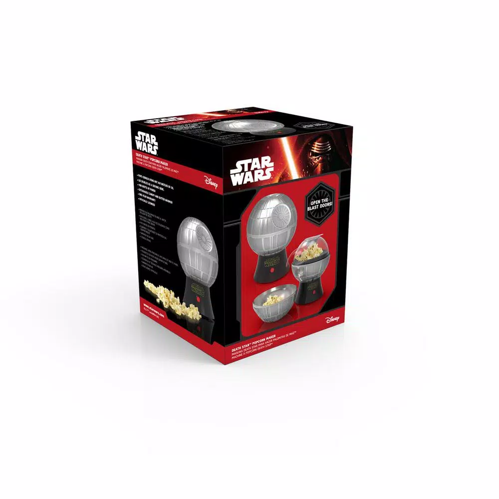 Pangea Brands Star Wars Death Star 3 oz. Hot Air Popcorn Popper, Grey Metallic Countertop Machine