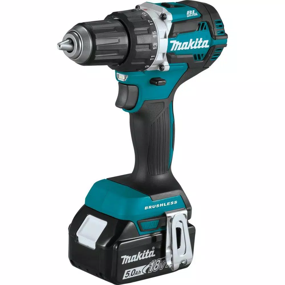 Makita 18V LXT Brushless 1/2 in. Driver-Drill Kit with Two 5.0 Ah Batteries, Charger, and Bag