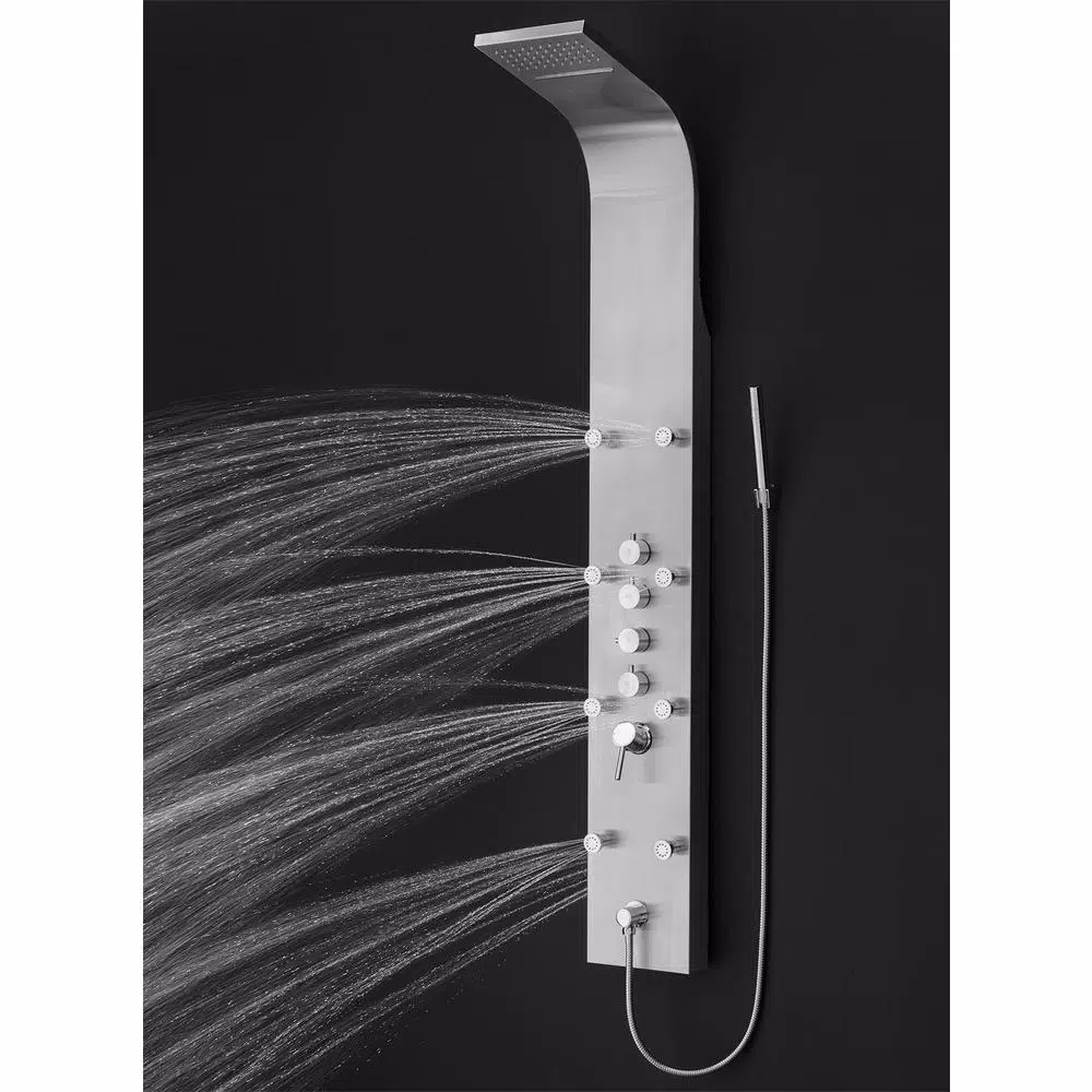 AKDY 65 in. Stainless Steel 8-Jet Rainfall Waterfall Shower Panel System with Handheld Wand