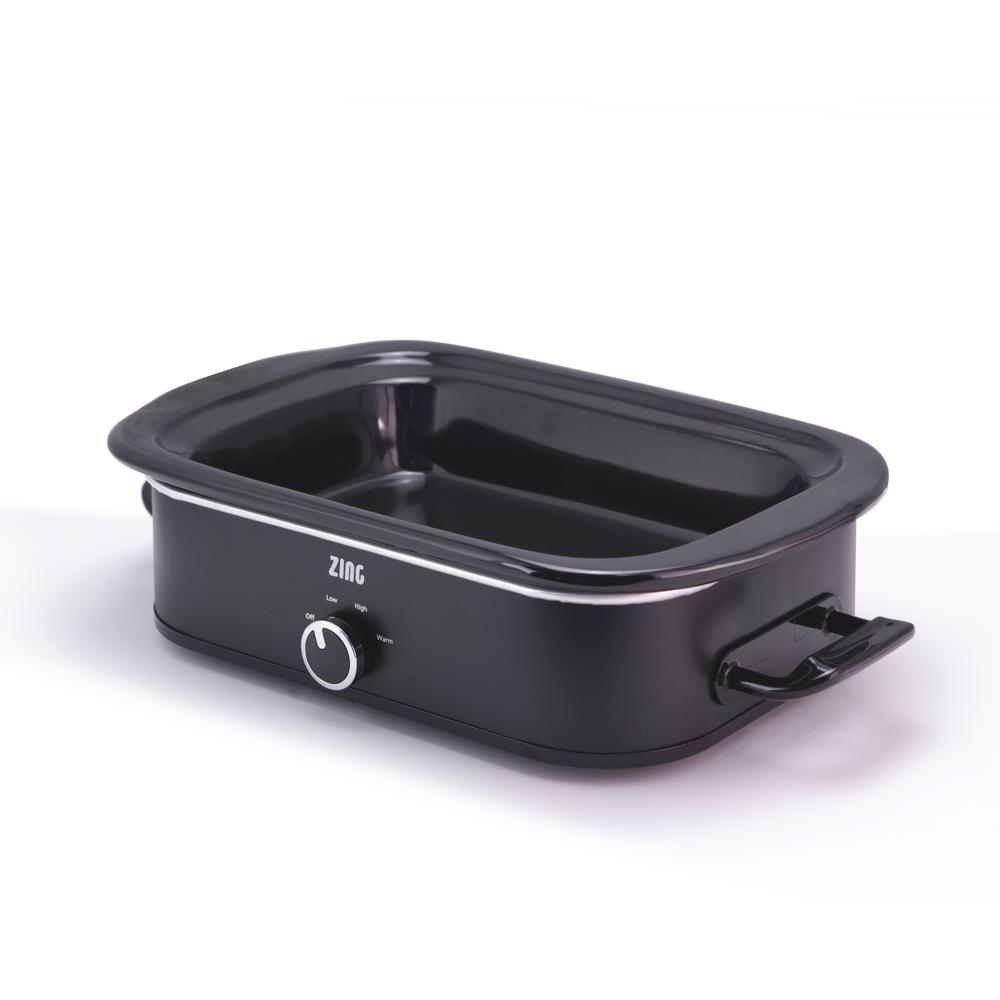 Zing 4 Qt. Black Slow Cooker with Locking Lid and Ceramic Pot Insert