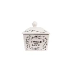 3R Studios White and Black Stoneware Butter Dish with Lid, Farm Scene Design thumbnail 2