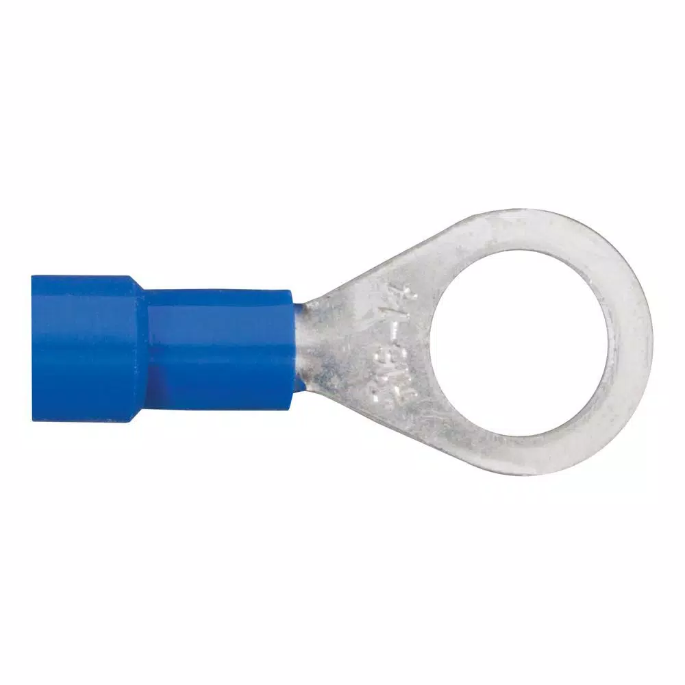 CURT Ring Terminals, 16-14 AWG Wire Gauge, 5/16 in Stud Size, Blue, 100-Pack