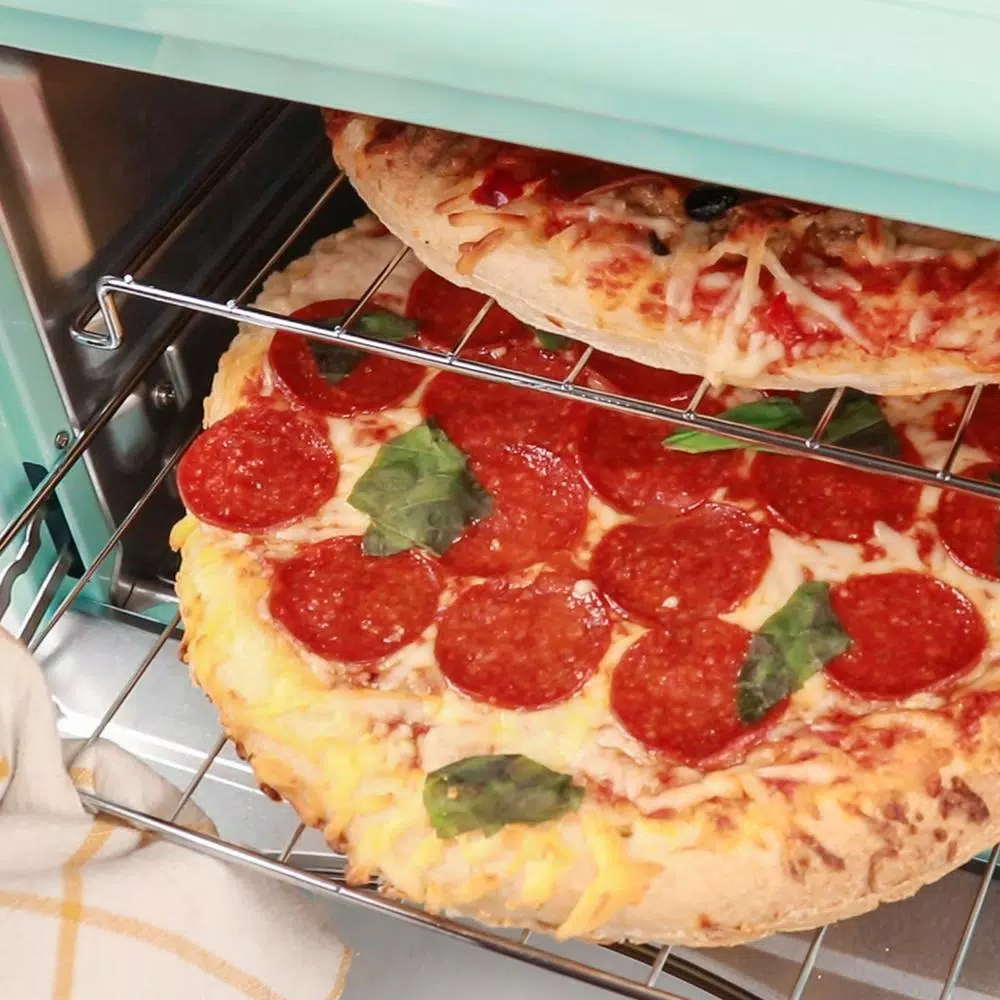 Nostalgia Retro 1500W Aqua Convection Toaster Oven, 12-Slice Capacity with Built-in Timer