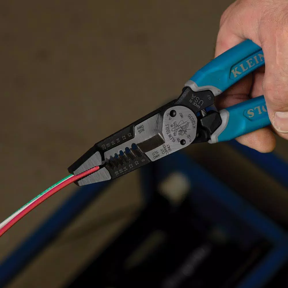 Klein Tools Heavy-Duty Wire Stripper with Shear-Cut, 8-18 AWG Solid & 10-20 AWG Stranded