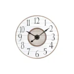 3R Studios White Distressed Wood Slat Wall Clock, 36 in. Oversized Round Rustic Analog Clock thumbnail 1