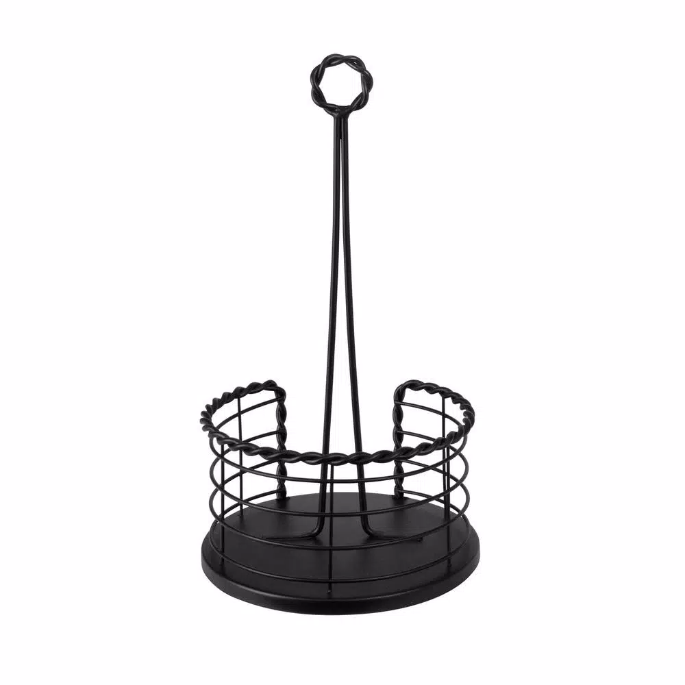 Spectrum Everly Braided Steel Paper Towel Holder, Black Farmhouse Kitchen Decor