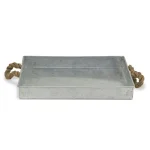 Cheungs Galvanized Metal Rectangular Decorative Tray with Rope Handles - Farmhouse & Industrial Style thumbnail 3