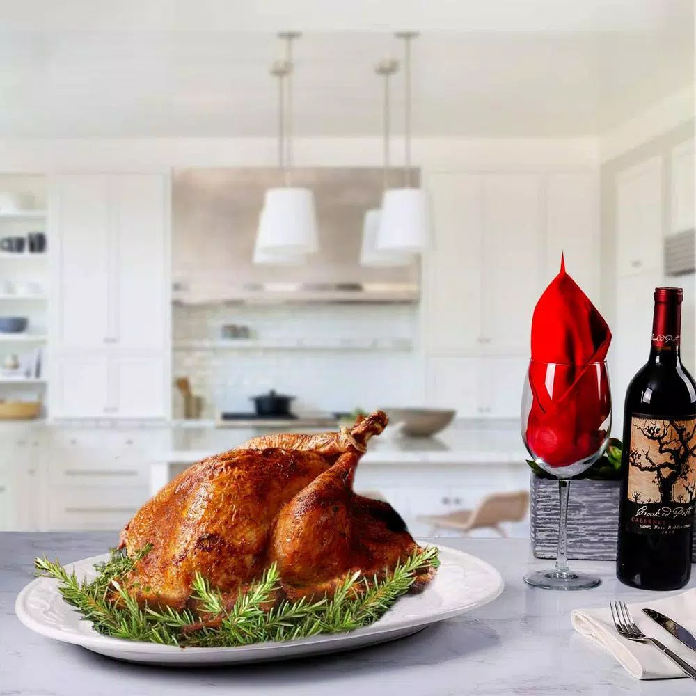 Ovente 13.4 in. White Ceramic Turkey Serving Platter, Oval Holiday Platter