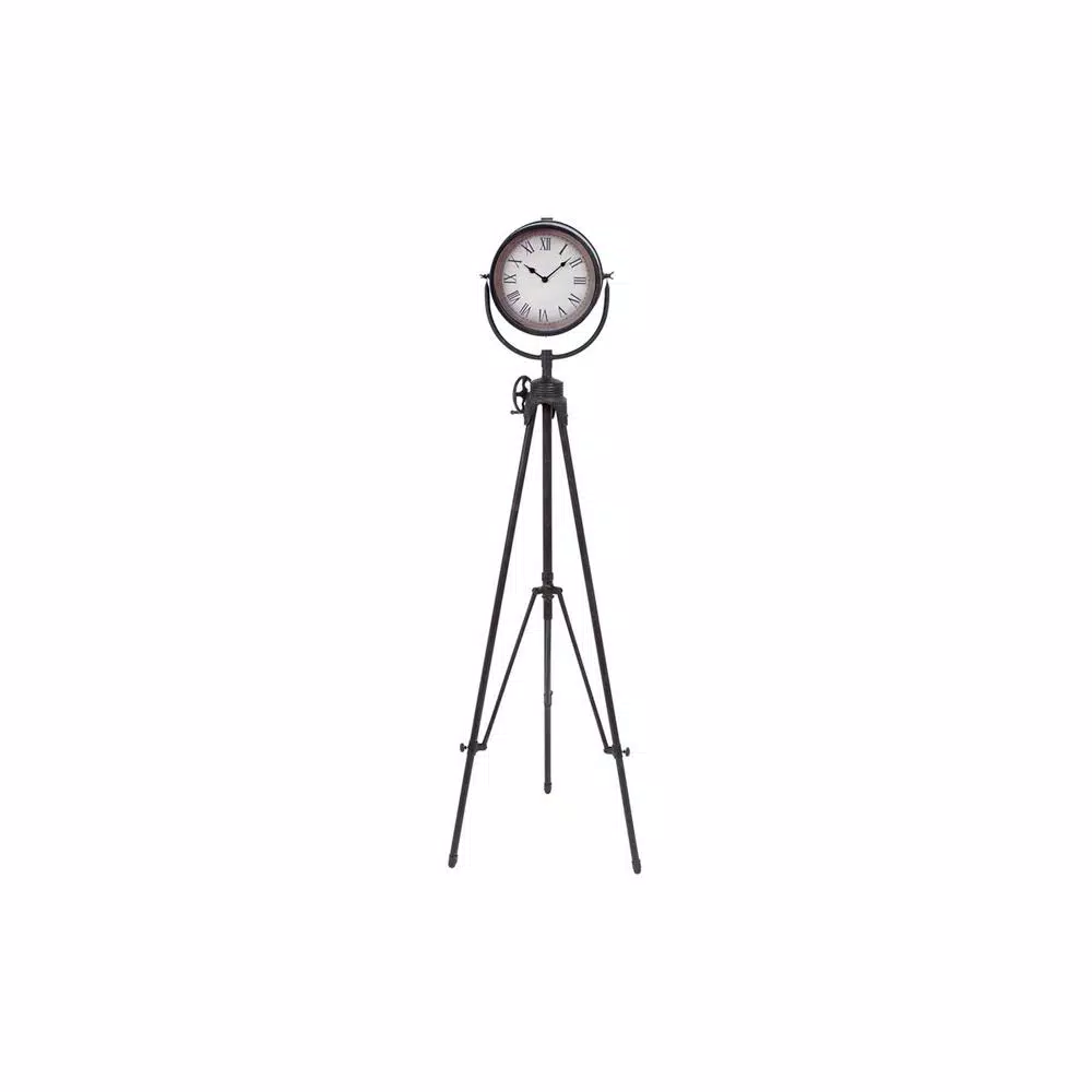 LITTON LANE 57 in. Industrial Tripod Floor Clock with Camera-Style Base