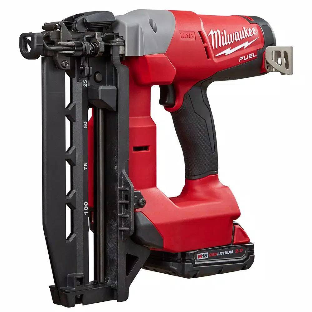 Milwaukee M18 FUEL 16-Gauge Cordless Straight Finish Nailer Kit w/ 2.0 Ah Battery, Charger & Bag