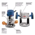 Bosch 12 Amp 2-1/4 in. Variable Speed Plunge and Fixed Base Router Kit with Hard Case thumbnail 2