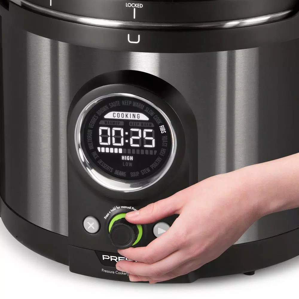 Presto 10 Qt. Black Stainless Steel Electric Pressure Cooker with 19 Programmed Settings