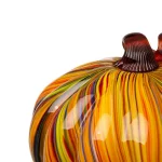 Glitzhome Multi-Striped Glass Short Pumpkin Set - 100% Handmade Glass Tabletop Decoration thumbnail 7