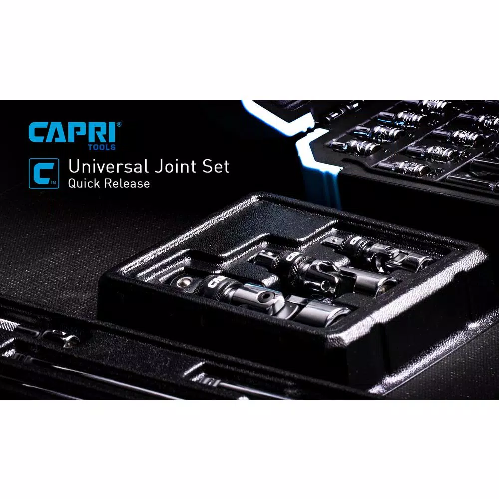 Capri Tools Quick Release Universal Joint Set, 3-Piece Chrome Vanadium Steel