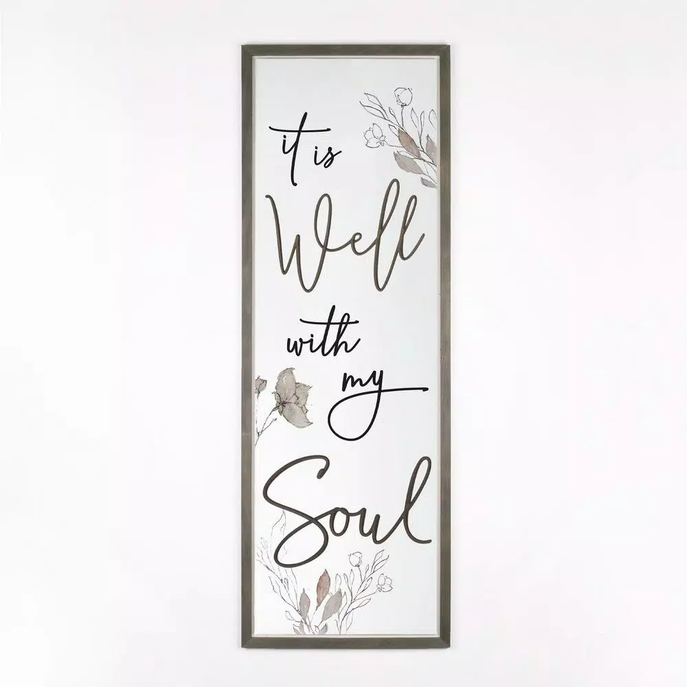 P Graham Dunn It is Well with my Soul Framed Wood Wall Art - Farmhouse Style Vertical Sign