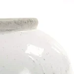 Zentique Terracotta Glazed Large Ceramic Decorative Vase - Distressed White Round Table Vase thumbnail 3