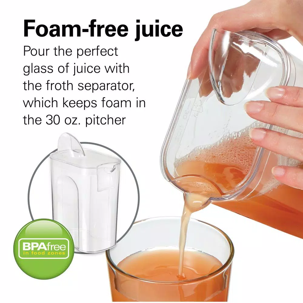 Hamilton Beach 700-Watt Whole Fruit Centrifugal Juice Extractor, 30 oz. Capacity, Black and Stainless Steel