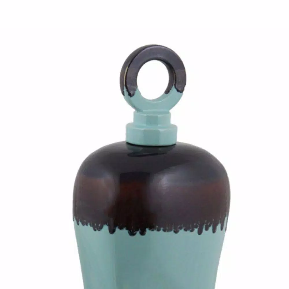 Benjara Blue Ceramic Kitchen Canister Jar with Lid