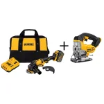 DEWALT FLEXVOLT 60V MAX Brushless 4-1/2 in. Angle Grinder Kit with 6.0Ah Battery & Bonus Jigsaw thumbnail 1