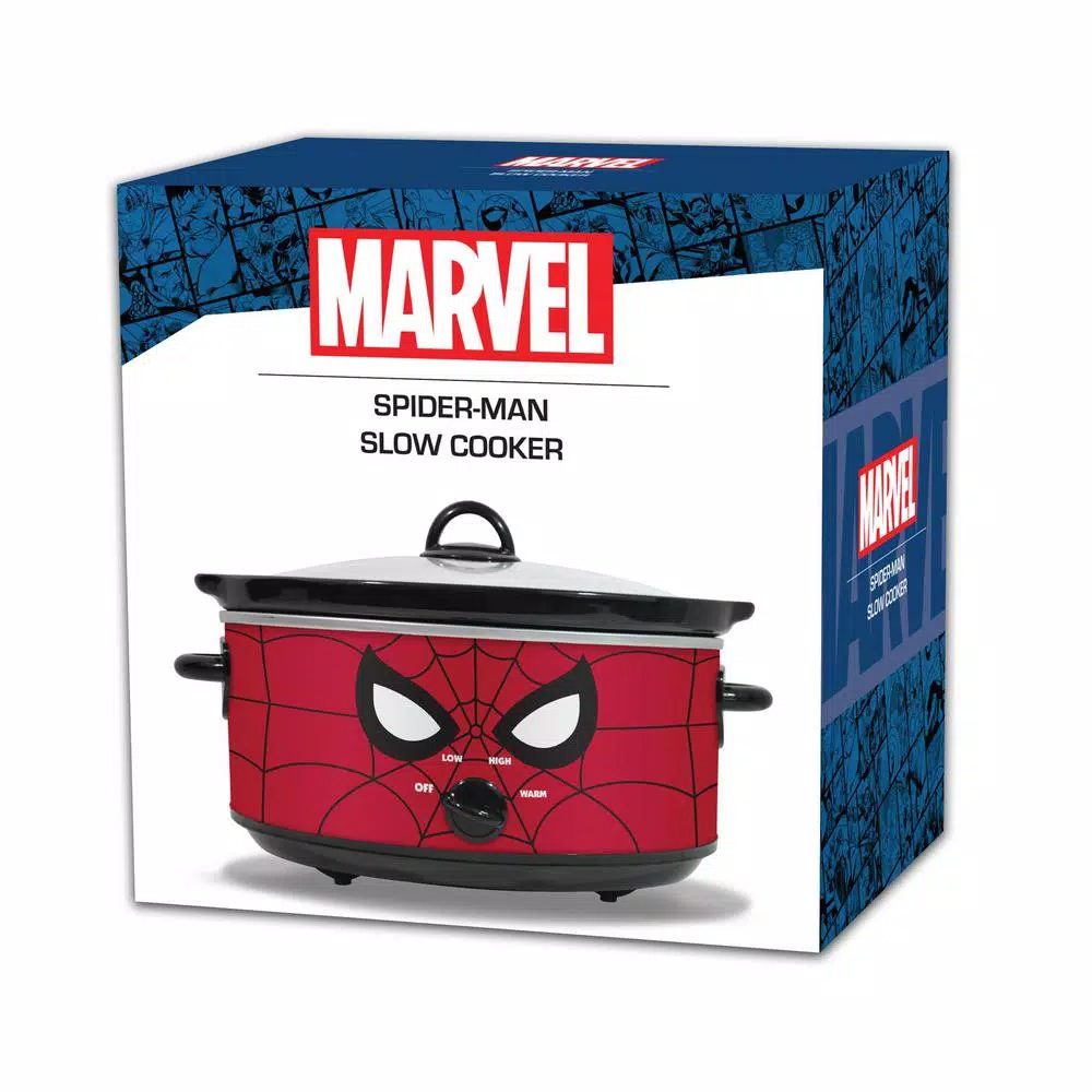 Uncanny Brands Marvel Spider-Man 7-Quart Slow Cooker, Red with Wraparound Superhero Art