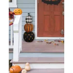 Haunted Hill Farm 36 in. Lighted Stacked Pumpkin Trio, Indoor/Outdoor Halloween Decor thumbnail 4