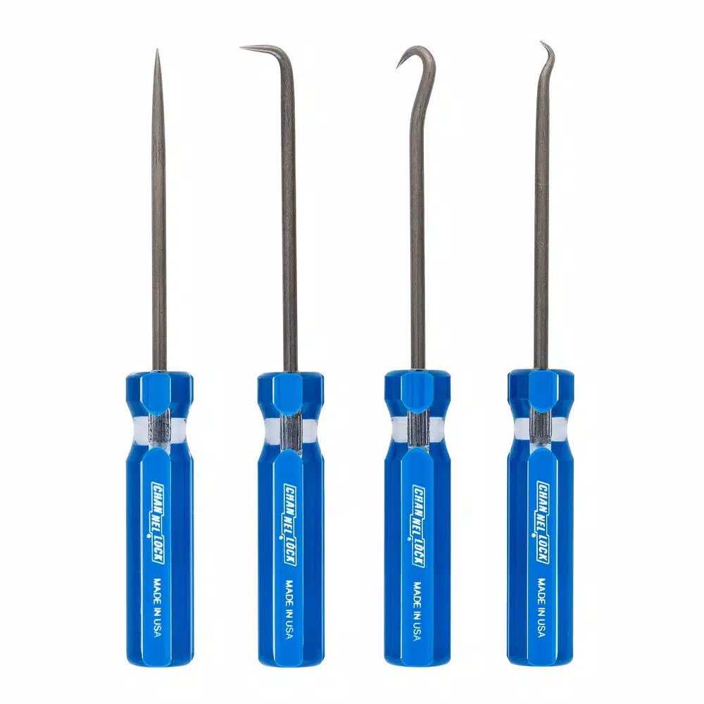 Channellock 4-Piece Hook and Pick Set with 4-Sided Acetate Handles