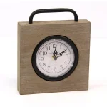 Stratton Home Decor Jose Tabletop Clock - Modern Natural Wood & Black thumbnail 2