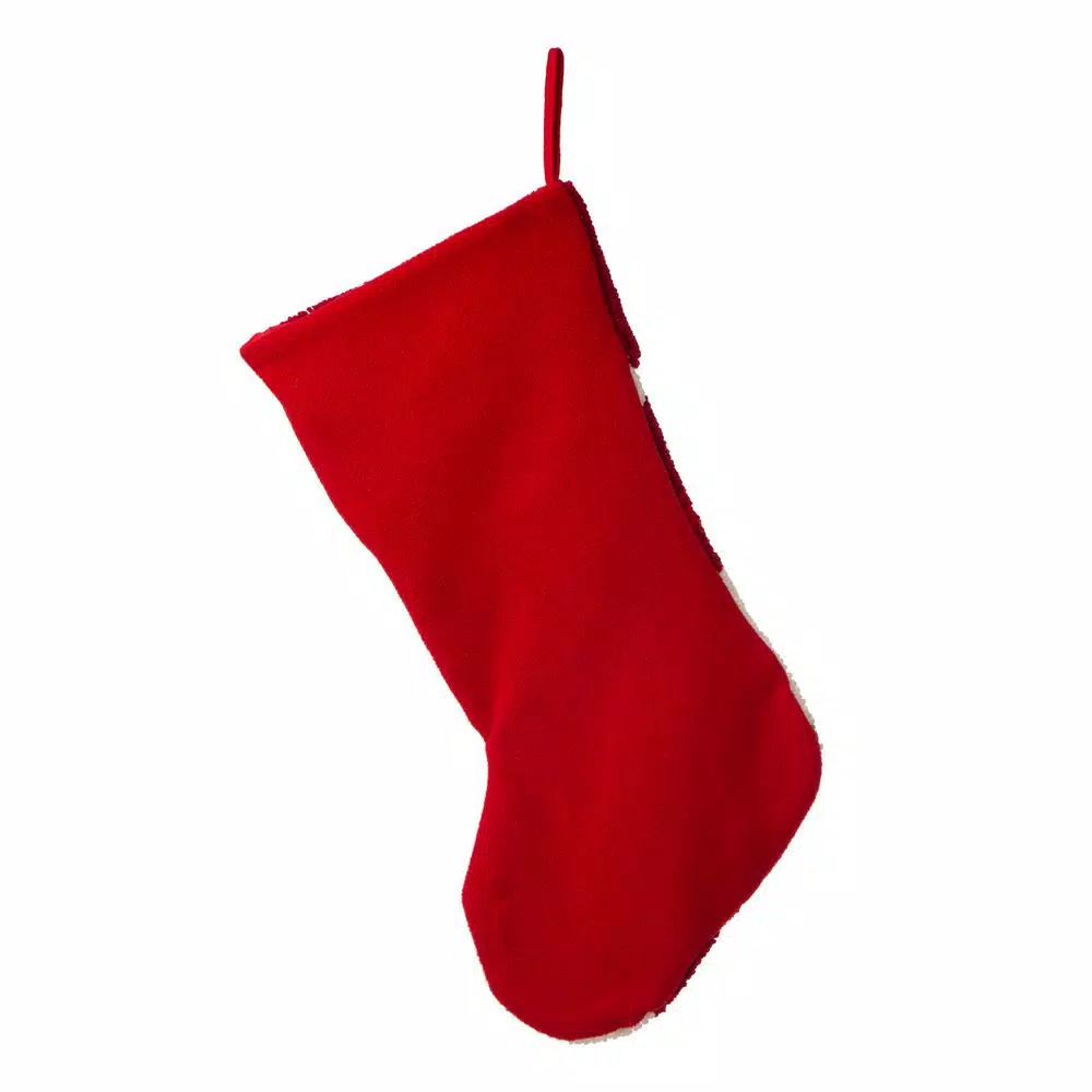 Glitzhome 21 in. Poinsettia Hooked Christmas Stocking - Acrylic and Polyester Holiday Decor