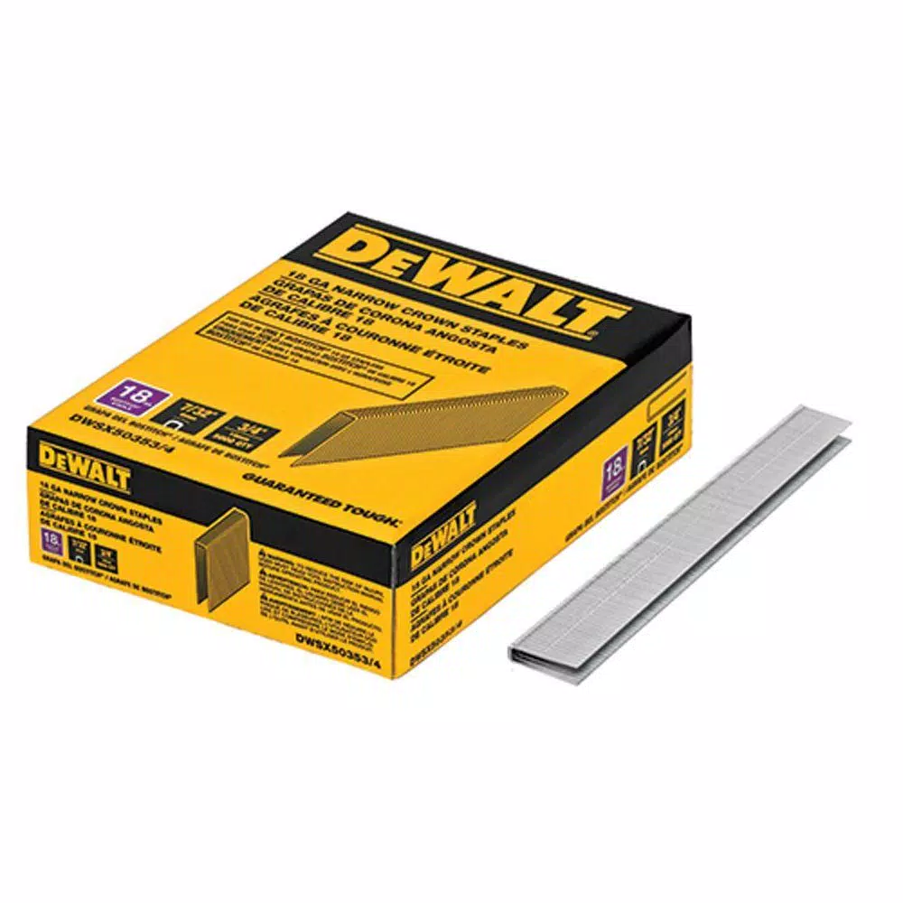 DEWALT 18-Gauge 3/4 in. Glue Collated Narrow Crown Staples, 5,000 Count