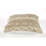 LR Home 20 in. x 20 in. Rustic Beige and White Geometric Fringe Throw Pillow thumbnail 2