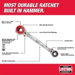 Milwaukee Lineman's 5-in-1 Ratcheting Wrench, Forged Steel, Multi-Size thumbnail 2