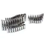 Husky 70-Piece 1/4 in. Drive SAE and Metric Socket and Bit Set with Ratchet and Organizer Rail thumbnail 1