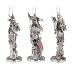 Design Toscano Three Dragons of the Amesbury Holiday Gemstone Ornament Set, 3-Piece Silver Resin thumbnail 5