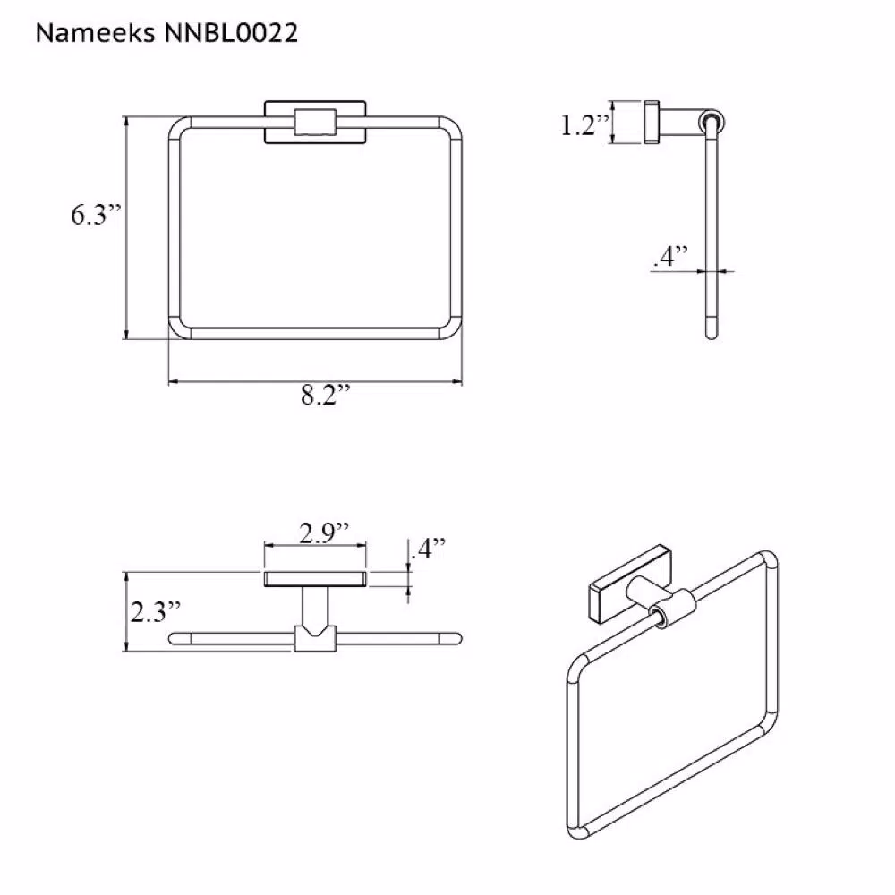 Nameeks Boutique Hotel Wall Mounted Towel Ring in Polished Chrome