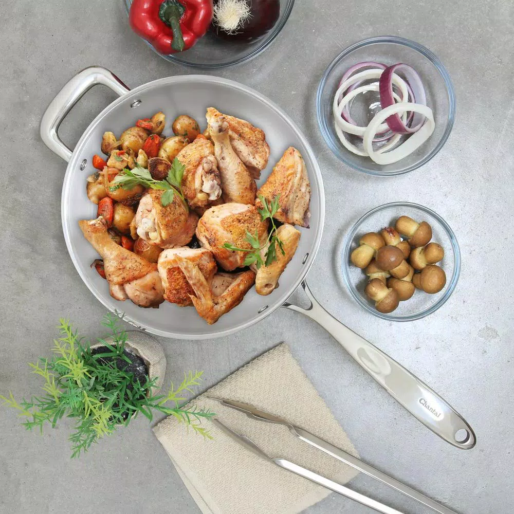 Chantal Induction 21 Steel 3 qt. Stainless Steel Saute Pan, Brushed Stainless Steel