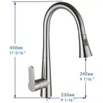 Vanity Art Brushed Nickel Single-Handle Pull-Down Kitchen Faucet with Sprayer Wand thumbnail 6